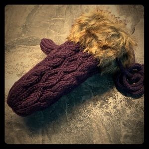 New Purple Knit Mittens w/ Fleece Lining